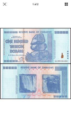 UNC Zimbabwe 100 Trillion Dollars Banknote Currency P-91 AA //2008 Series