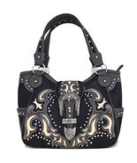 Womens [Carry] PU Leather Handbag Fashion Elegant Tote Bag BLACK - £41.54 GBP