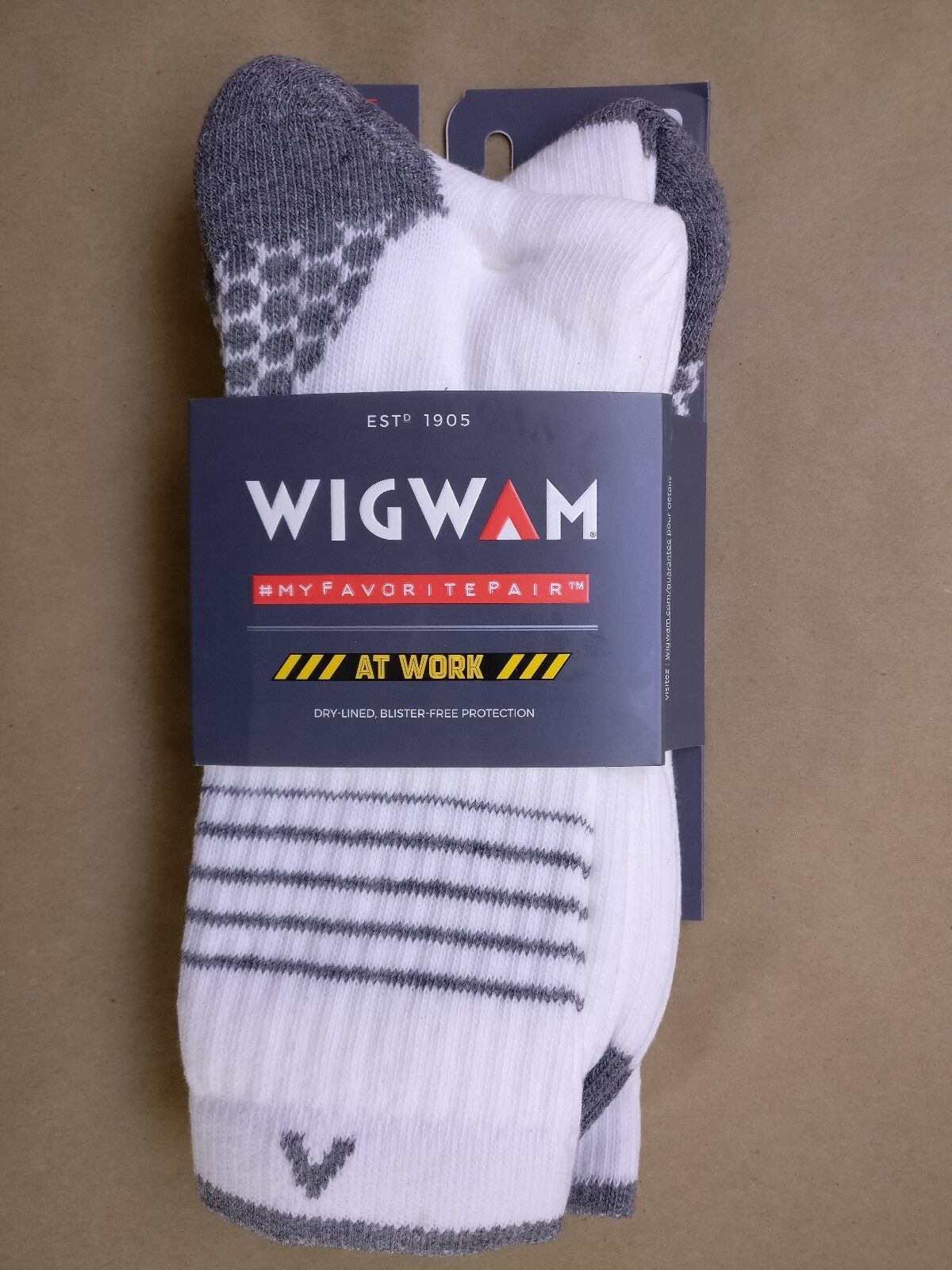 2 Pairs Wigwam Men's Brawn Ingenius Lightweight Work Socks White S1381 Size XL Socks