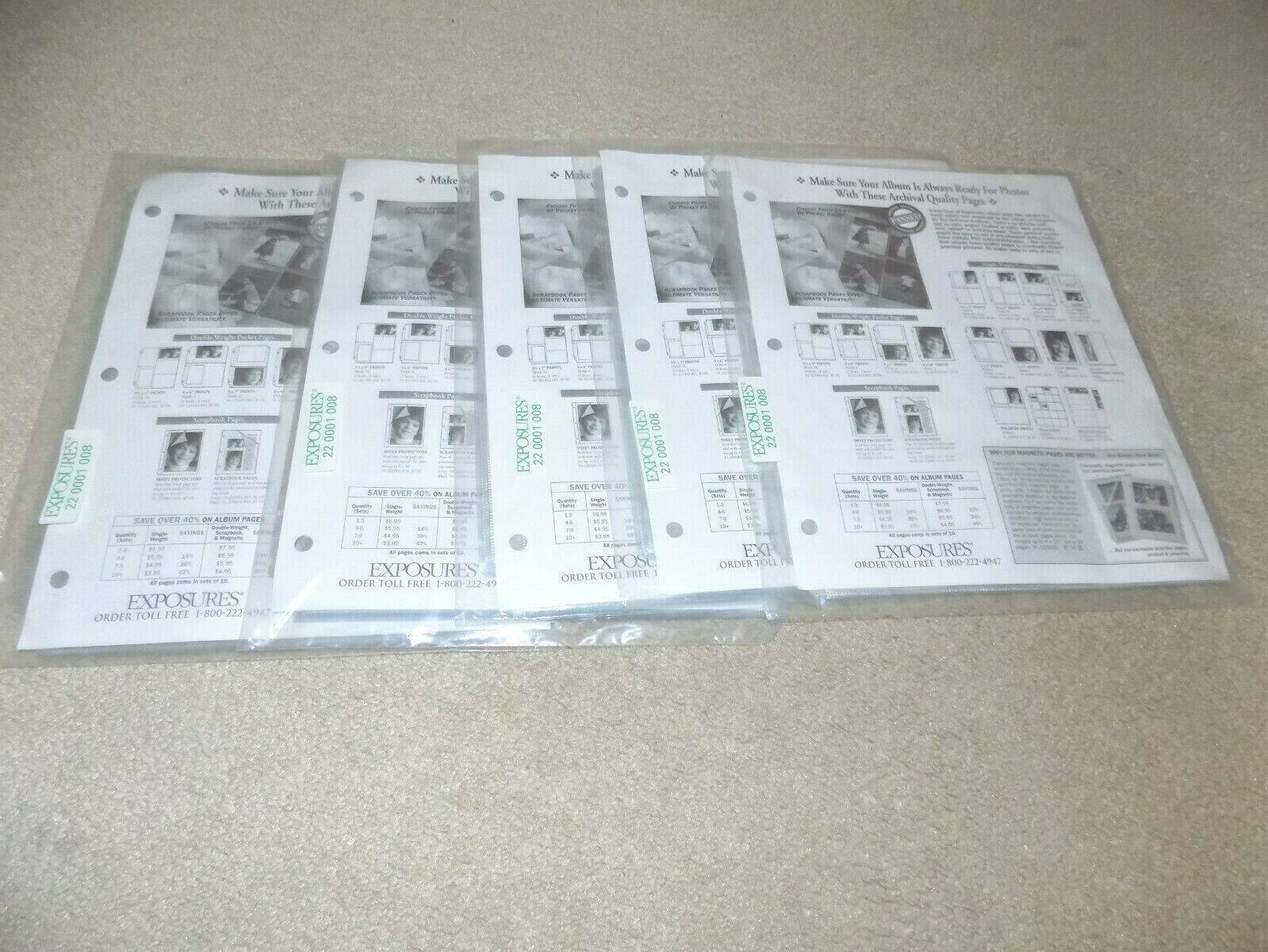 Exposures Photo Album Page Refills Lot 5 Self Stick 9x11
