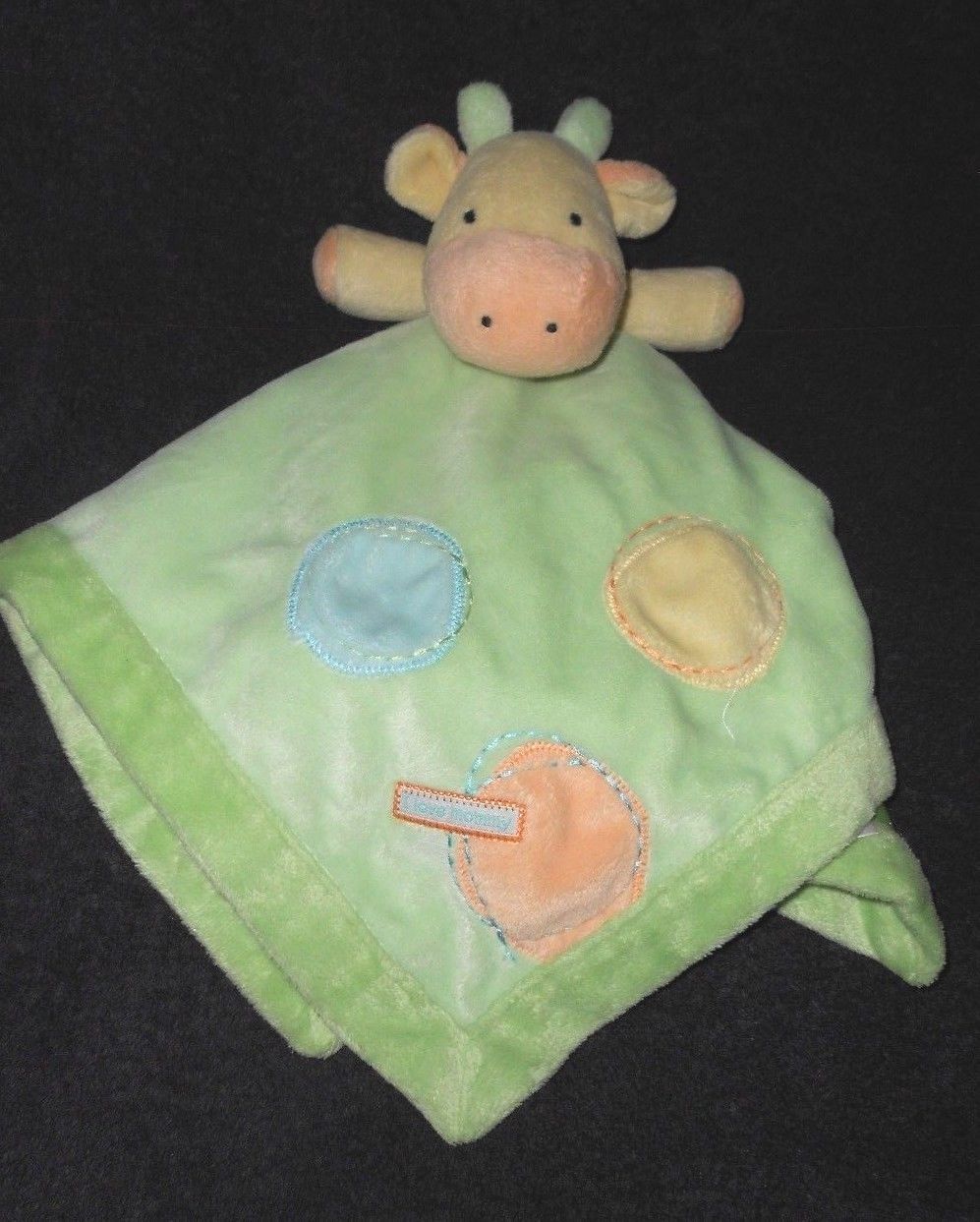 CARTERS SECURITY BLANKET FROG SMILE LOVEY RATTLE GREEN TAN BLANKEY UNISEX SOFT 