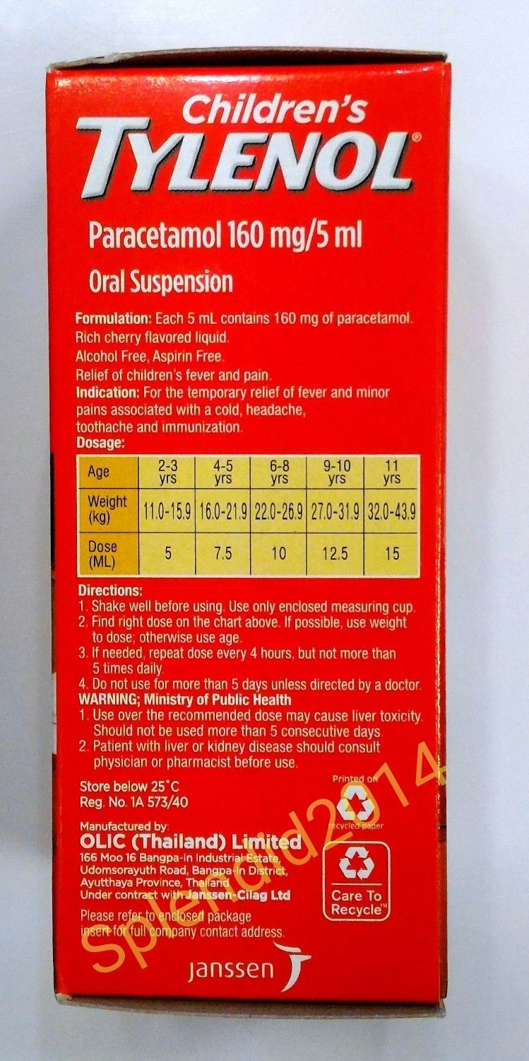 TYLENOL Children Paracetamol 160 mg/5 ml Suspension Alcohol Free