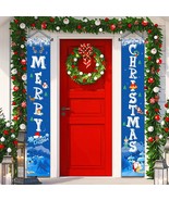 Blue Christmas Banner Hanging Christmas Decorations Porch Sign for Front... - $14.00