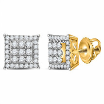14kt Yellow Gold Womens Round Diamond Square Cluster Earrings 1/4 Cttw - $408.97