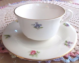 Vintage Staffordshire Cup Saucer White Mini Floral Flowers Bone China En... - $16.00
