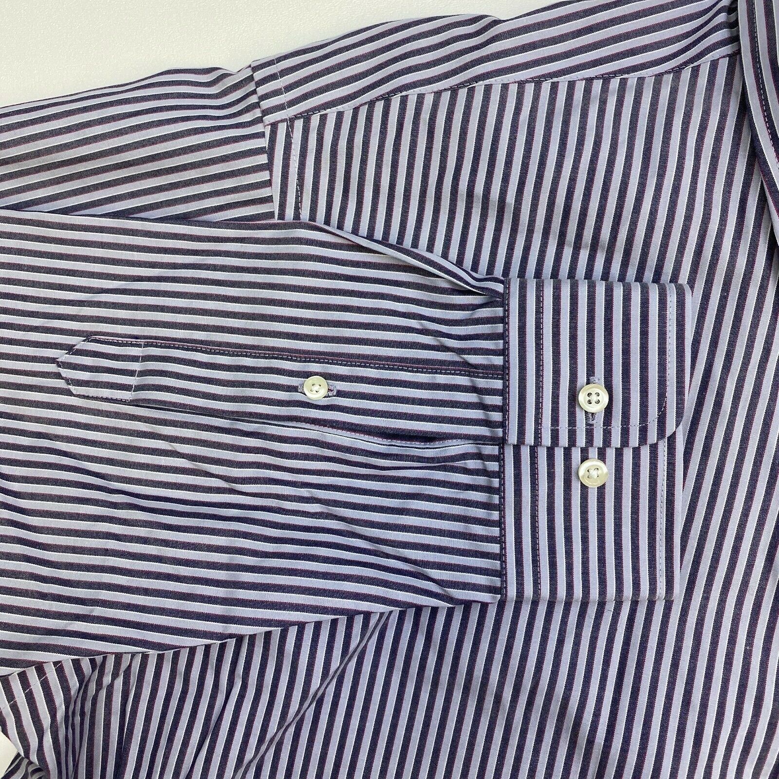 Berkley Jensen Button Up Shirt Mens Large Wrinkle Free Gray Stripe Long ...
