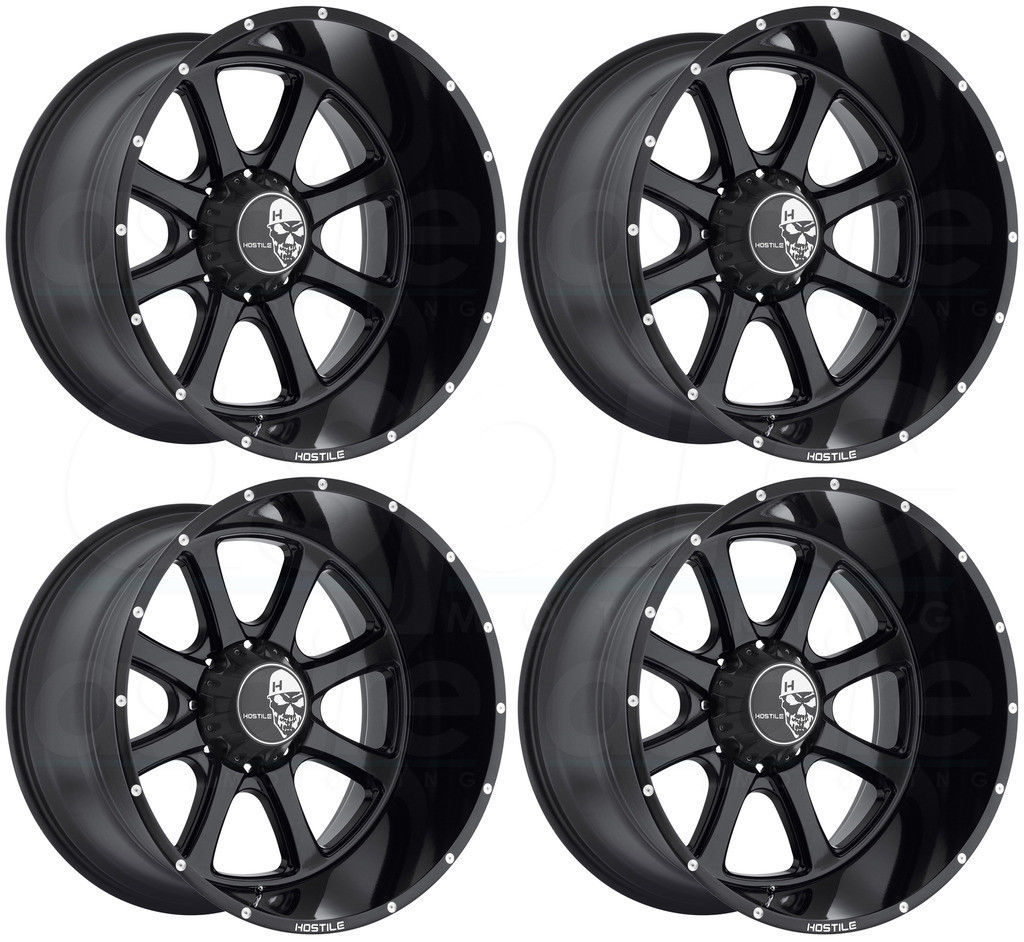 20x10 Hostile H105 Exile 8x180 -19 Full Black Wheels Rims Set(4) - Wheels