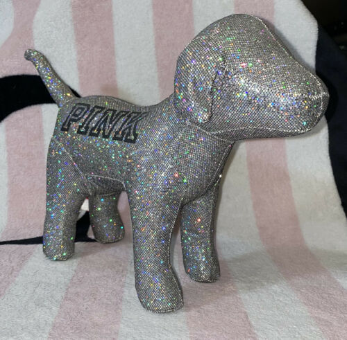 VICTORIA'S SECRET PINK MINI DOG ORNAMENT BLING SILVER GLITTER LIMITED EDITION 