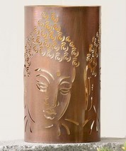Tealight Candle Holder Buddha With Cut-Outs 7.8" High Antiqued Copper Meditate