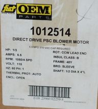 Emerson 1012514 OEM Parts Direct Drive PSC Blower Motor 115 Volts image 8