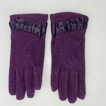 Purple Wool Blend Faux Ruffle Accent Gloves Lagenlook Goth Boho - $39.59