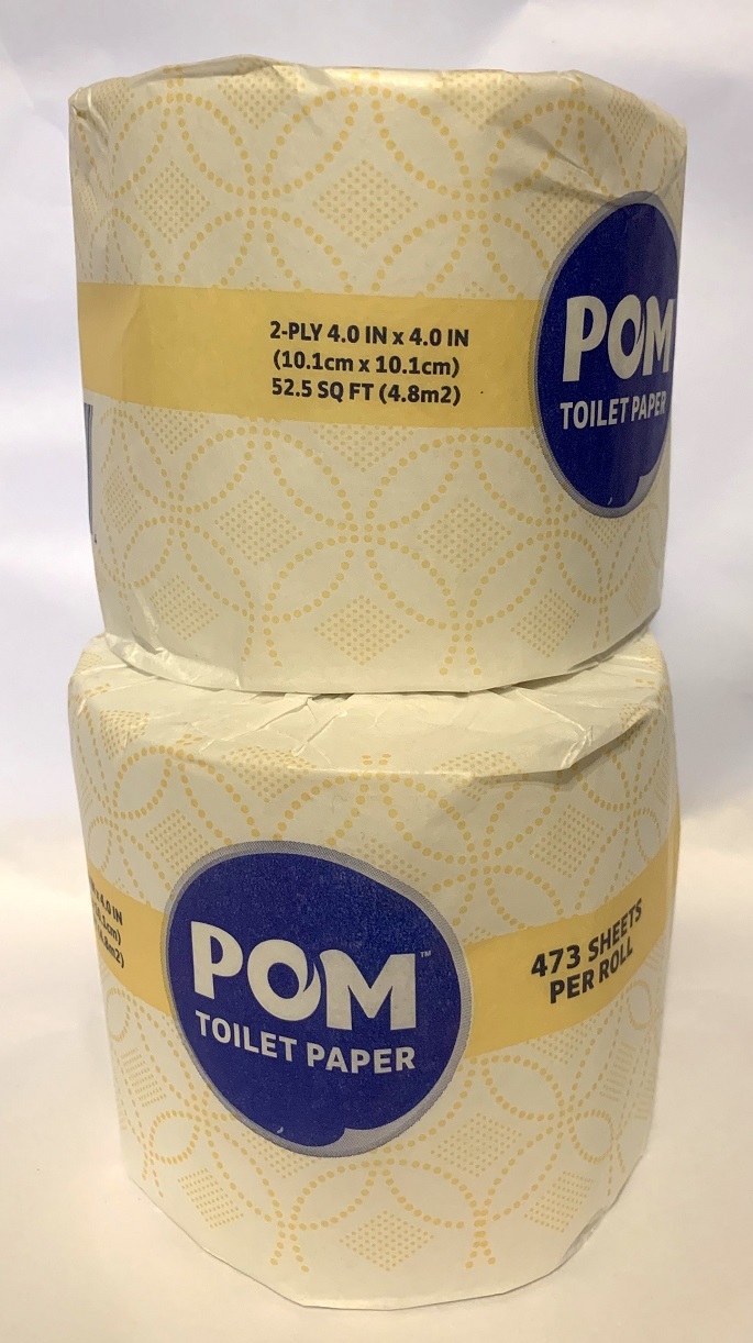 Pom Toilet Paper 4 Single Rolls Individually Wrapped 2 Ply 473 Sheets Per Roll Toilet Paper