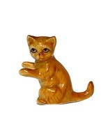 Miniature Genuine Bone China Cat Figurine Dark Orange Feline Tabby Statue - $18.00