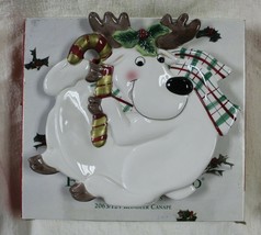 Fitz &amp; Floyd Plaid Christmas Reindeer Holly Canapé Plate Tray # 2063 124... - $24.99