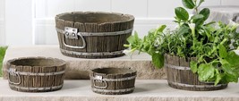 Apple Basket Pots Cement Planters Set of 4 Round Garden Porch Balcony Containers image 1