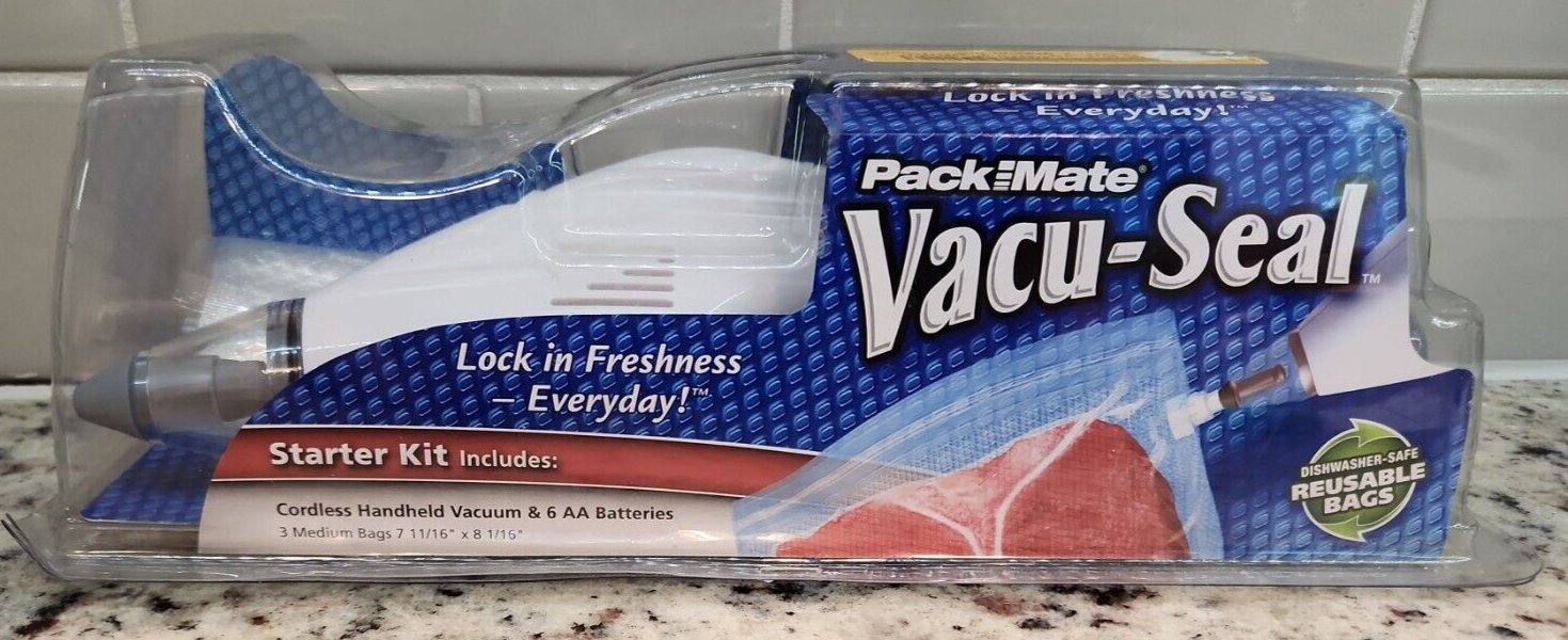 Packmate VacuSeal Cordless Handheld Portable Vacuum Sealer And 3 Bags
