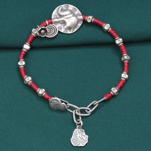 Woven Adjustable Elephant Bracelet With Sterling Silver Lucky Charm,Hand... - $59.90