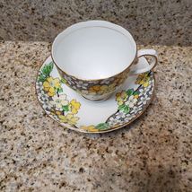 Tuscan Tea Cup and Saucer, Yellow Flower Blossom, Vintage English Bone China image 2