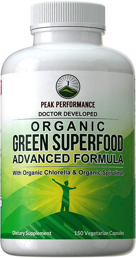 Organic Super Greens 150 Capsules - Green Juice Superfood Supplement with 25 All