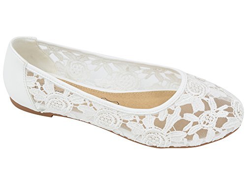 Greatonu Women Shoes Cut Out Slip On Synthetic Lace Ballet Flats 37 EU ...