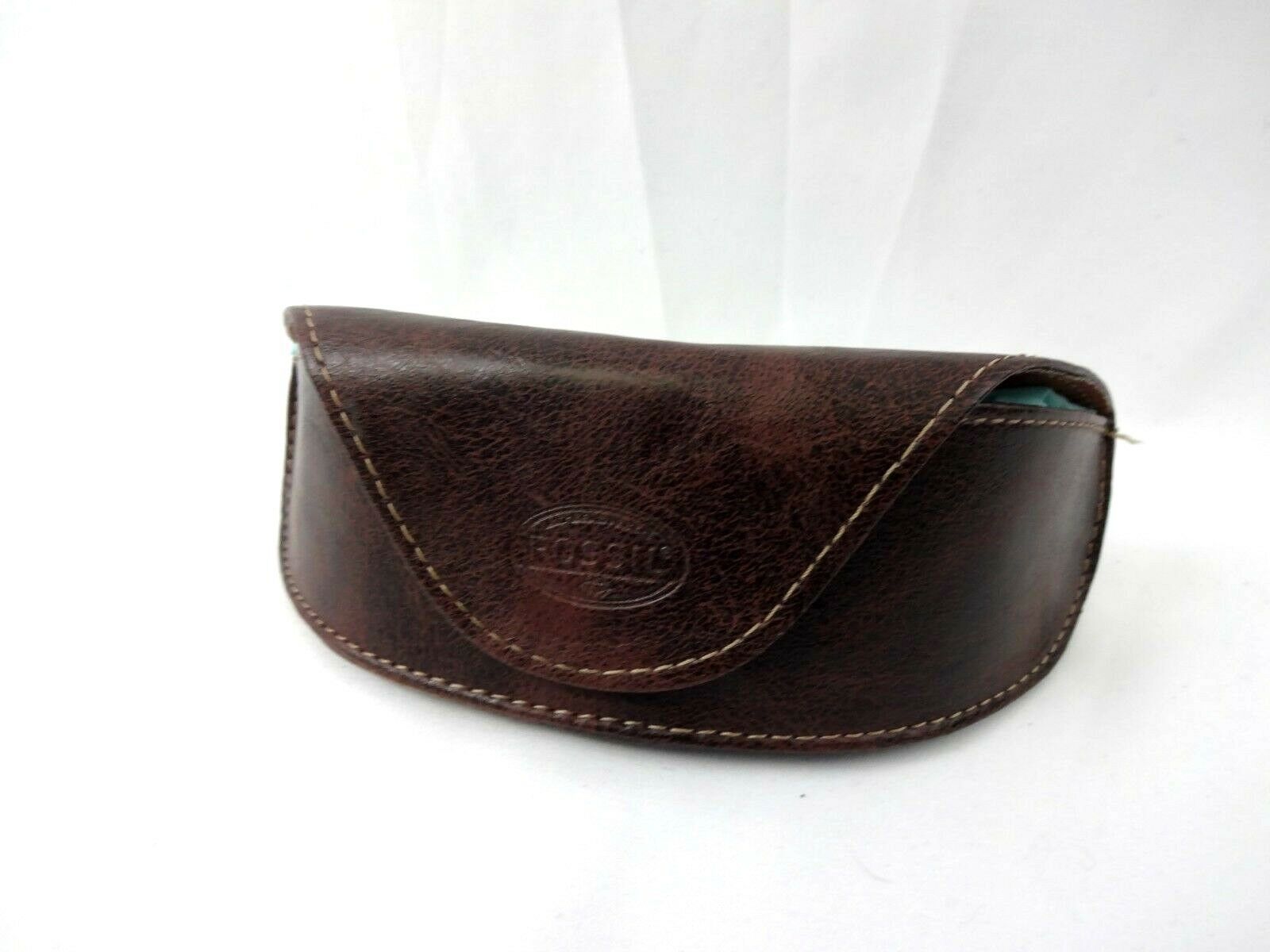 Fossil Brown Large Soft leather Glasses Case Closure Sunglasses Eyeglass Cases