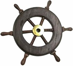 NauticalMart Ship Wheel 6" Wood and Brass Nautical Decor