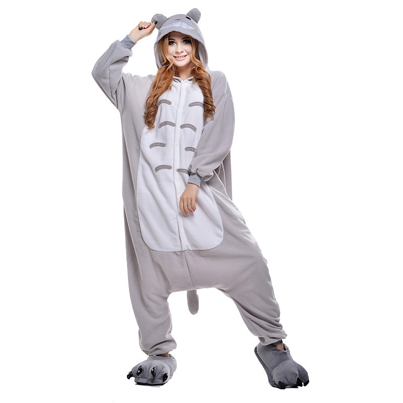 Adults' Kigurumi Pajamas Cat Totoro Onesie Pajamas Polar Fleece Synthetic Fiber