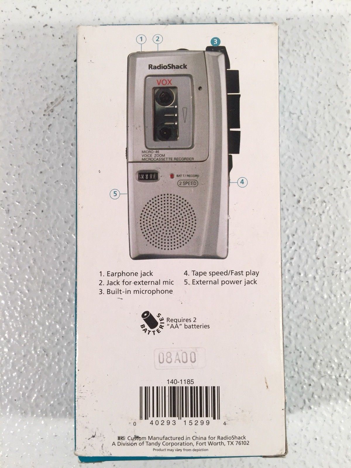 Radio Shack Voice Zoom MicroCassette Recorder Micro46 VOX 141185 With