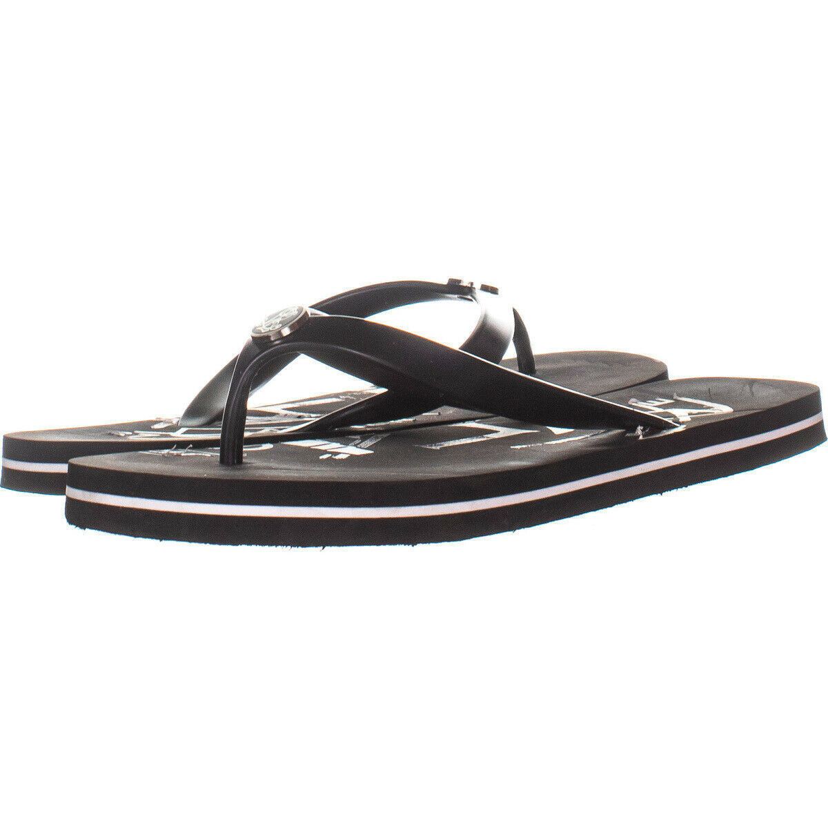 Lauren by Ralph Lauren 253 Flat Flip Flop Sandals 000, Black, 9 US ...