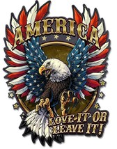 American Flag Eagle America Love It or Leave It Plasma Cut Metal Sign - $49.95