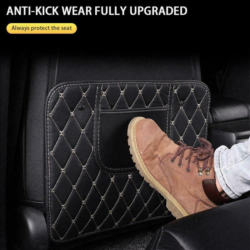 Car Seat Back Protective Cover Pet Anti Kick Pad Universal Auto with Storage Bag