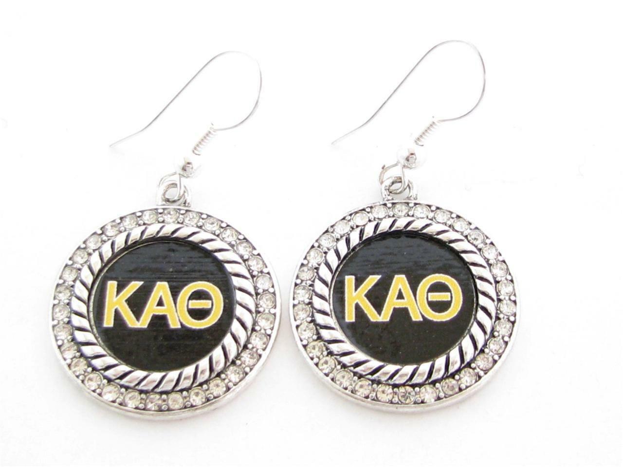 Kappa Alpha Theta Sorority Clear Crystal Circle Earrings Jewelry Rush Gift