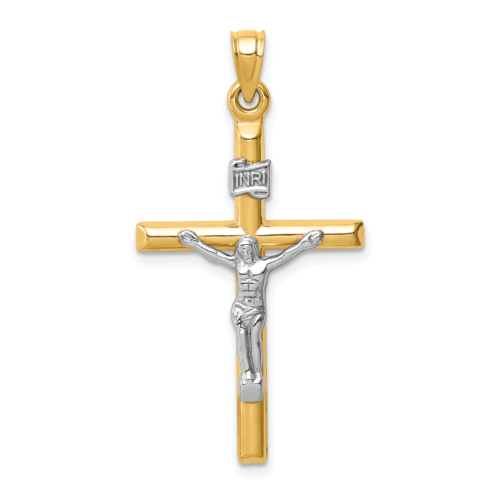 14k Two-tone Hollow Crucifix Pendant - Fine Charms & Charm Bracelets