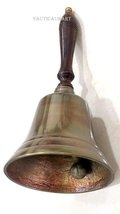 NauticalMart Solid Antique Brass Hand Bell With Wooden Handle image 2