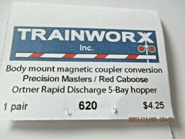 Trainworx Stock #620 Gray Body Mount Coupler Precision Masters/Red Caboose (N) image 2