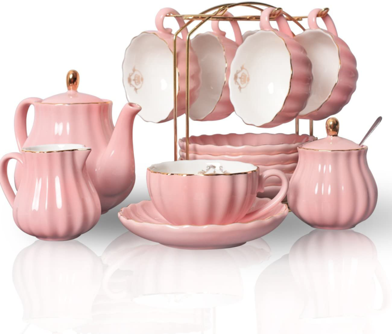 Porcelain Tea Sets British Royal With Teapot Sugar Bowl Cream 8 OZ NEW