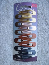 12 Goody Medium Painted Metal Snap Hair Clips Contour Sparkly Gold Pink Blue - $10.00