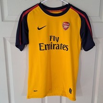 Nike Fit Dry Boys Arsenal Fly Emirates Shirt Size Large Yellow Soccer #5... - $11.64
