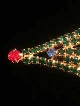 Vintage 60s Gold Plate and Rhinestone Christmas Tree Brooch image 5