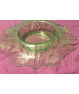 Elegant Depression Glass Rolled Bowl Cambridge Vaseline Glass 13 1/2” - $90.00