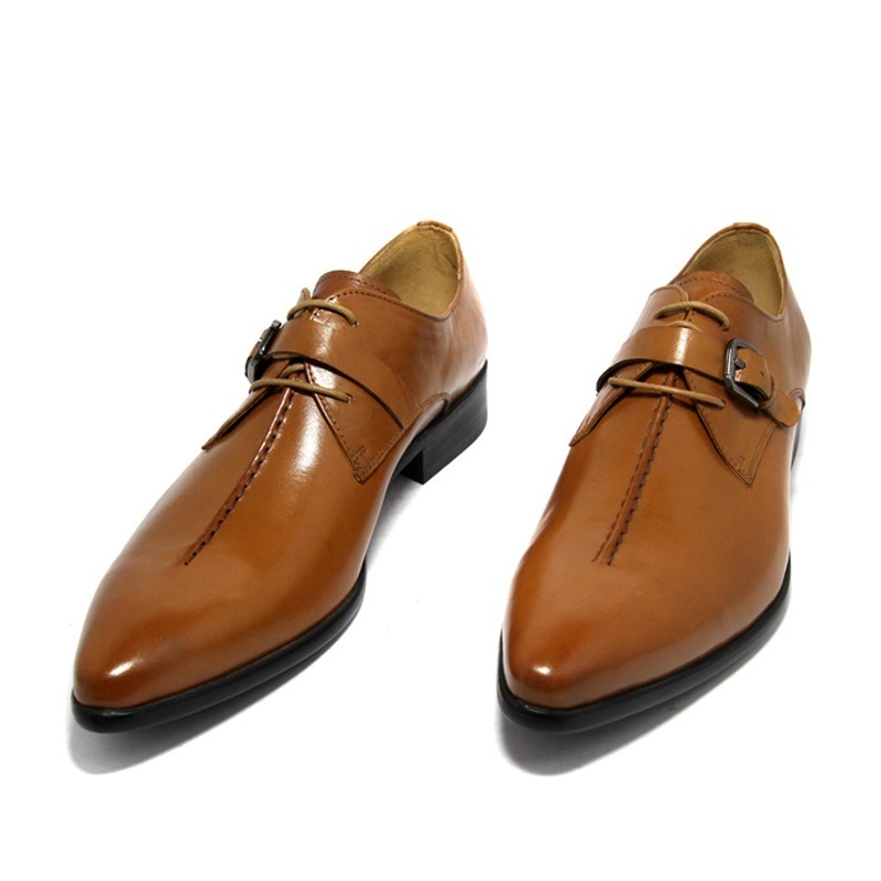 NEW Handmade Men's Brown Leather Shoes, Men's Monk Strap Lace Up Formal Shoes