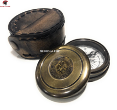 Medieval Epic Antique Robert Frost Poem Compass Pocket Compass with Leather Case