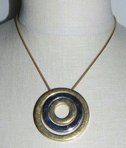 VTG CROWN TRIFARI Dual Tone Medallion Circle Modernist Pendant Necklace - $49.50