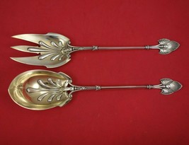 Lotus by Gorham Sterling Silver Salad Serving Set 2pc Gold Washed Original 10" - $899.91