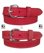 LADIES PINK BULLHIDE LEATHER STITCHED BELT Choice of Stitching HANDMADE in USA - $55.97