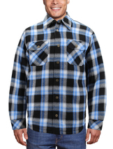 Men's Heavyweight Cotton Flannel Warm Sherpa Lined Snap Button Plaid Jacket image 9