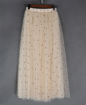 CHAMPAGNE Long Tulle Skirt Women Dotted Puffy Tulle Skirt Champagne Party Skirt image 3