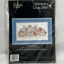 Vintage Golden Bee Friendship Bears Stamped Cross Stitch Kit 20331 Sampl... - $15.17