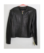 Vintage Lord &amp; Taylor Women&#39;s Leather Jacket Black NWT Size 12 - $128.65