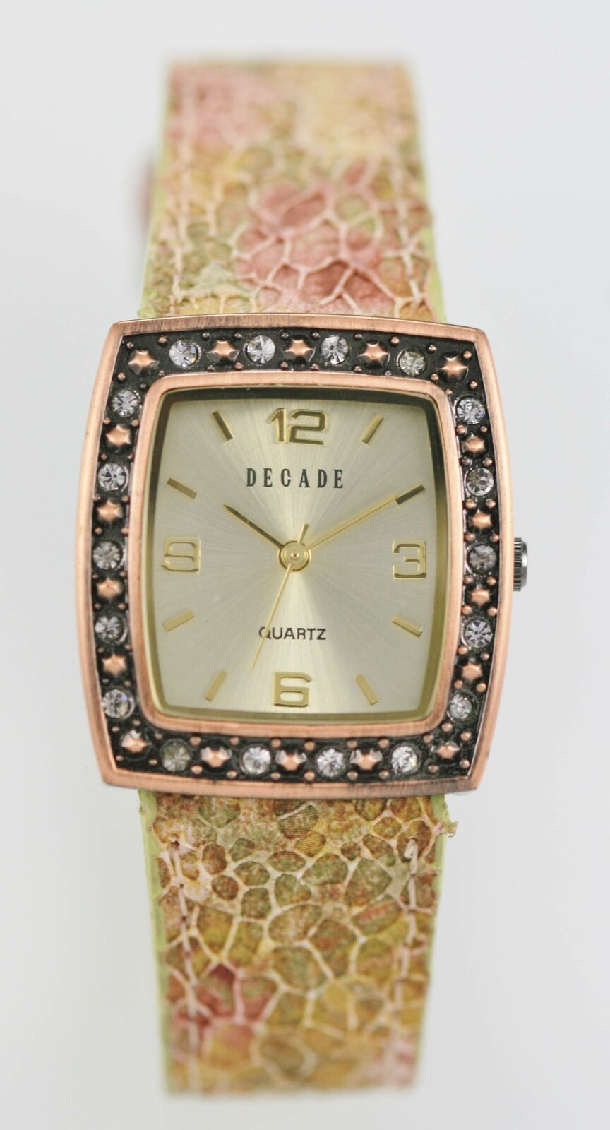 quartz decade watch Multi Champagne colored Dial WR Women's Leather Decade